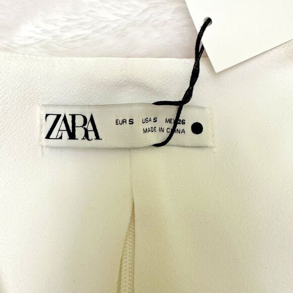 New ZARA Women's White Sleeveless Cowl Neck Cropped Top Blouse Sz S - Picture 10 of 16